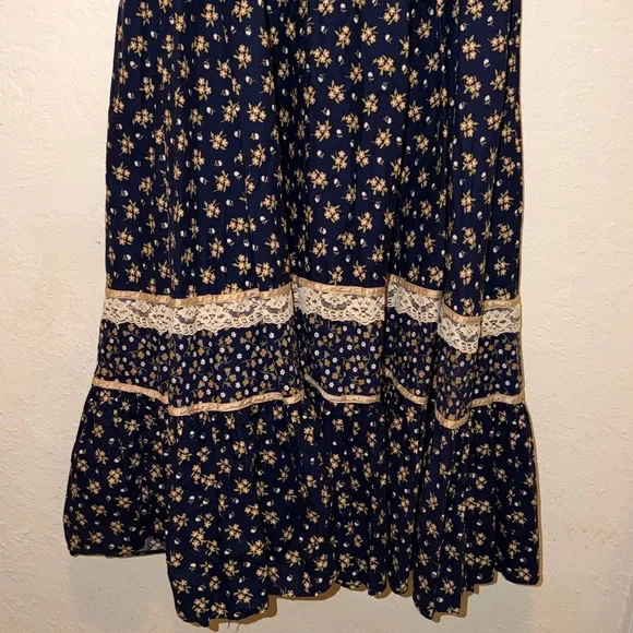 Upcycled Gunne Sax, Jessica’s Gunnies maxi skirt Floral Navy Maxi Skirt twee